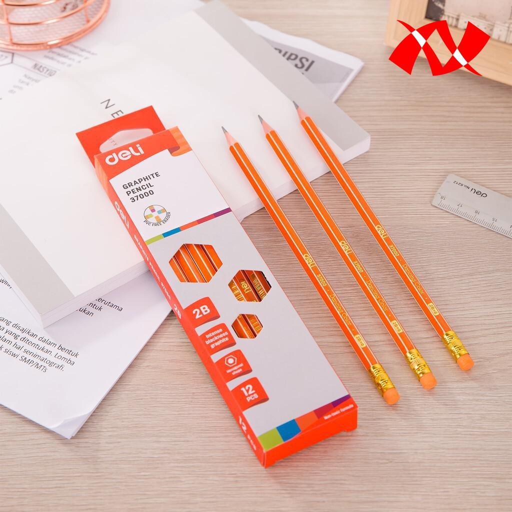 Combo 4 cây bút chì lục giác 2b deli e37000 - ngòi không gãy