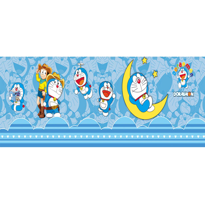 Decal dán tường - Tranh dán tường 3D phủ kim sa Doraemon