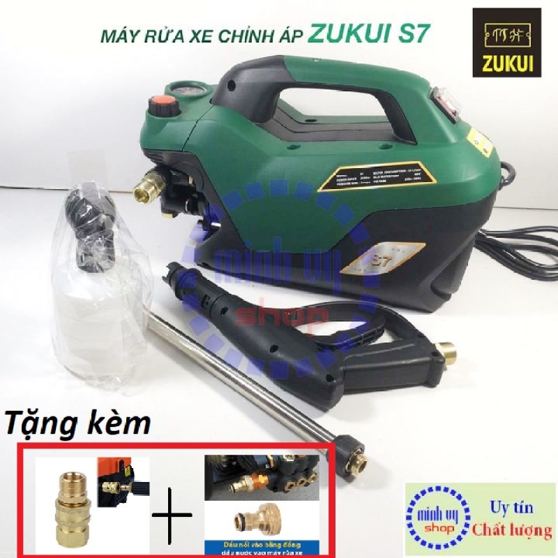 Máy xịt rửa xe chỉnh áp Zukui S7 - 2800W - Tặng kèm 1 bộ khớp nối nhanh bằng đồng và 1 cút đồng- Mẫu 2020