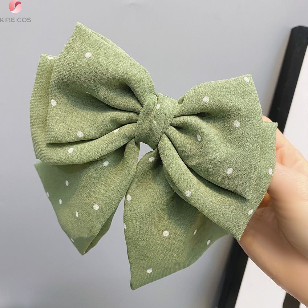Kẹp tóc nơ tiểu thư 3 tầng chấm bi hot trend hàn quốc