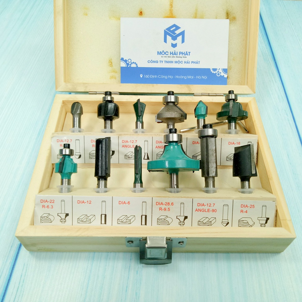 Bộ 12 mũi phay cot 6.35 Nghề Mộc