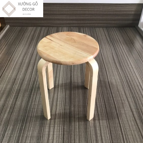 Ghế Đôn Gỗ Mặt Tròn 4 Chân Chắc Chắn