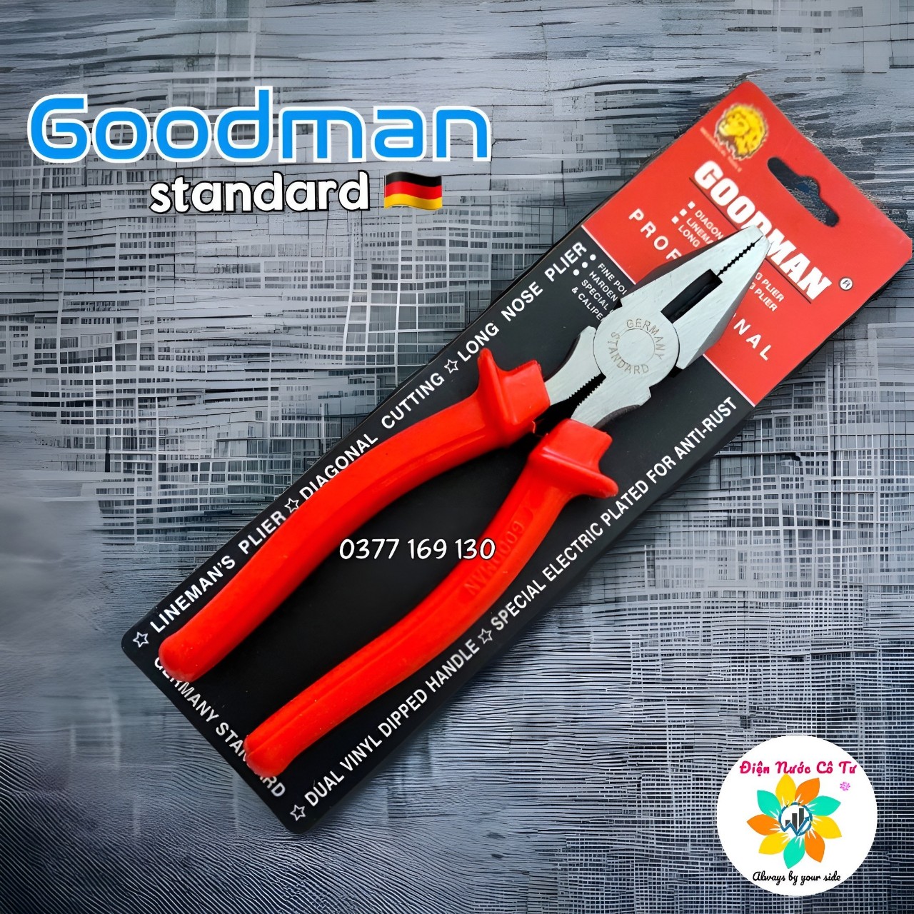 SET 3 cây kìm (kềm) răng điện cắt nhọn 8inch Goodman