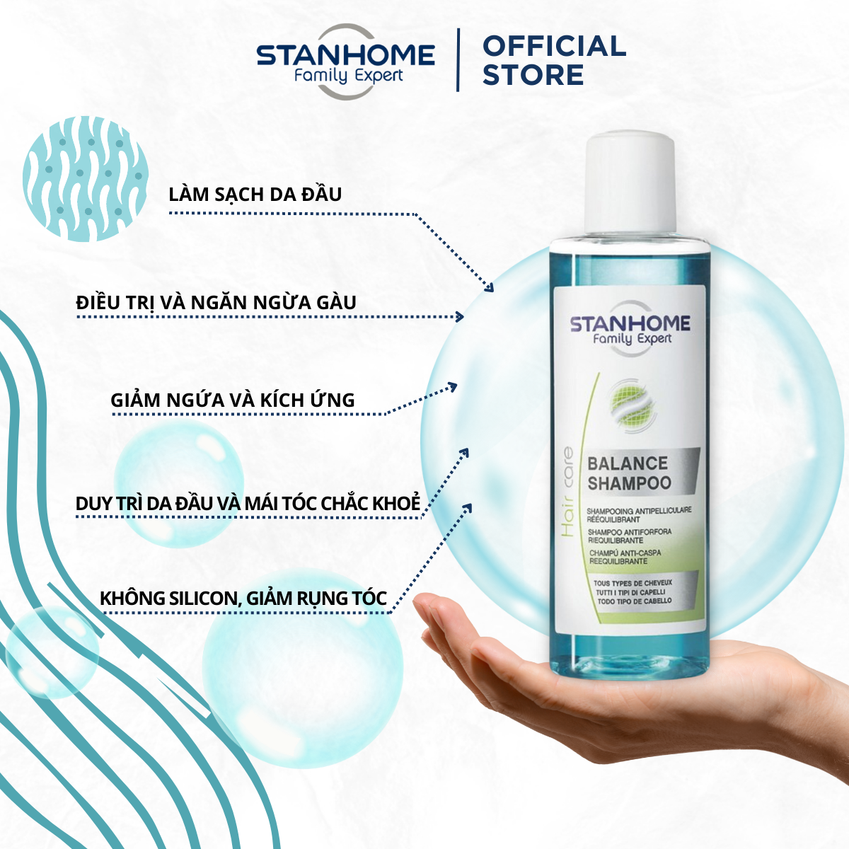 Dầu Gội Làm Sạch Và Ngăn Ngừa Gàu Stanhome Family Expert Balance Shampoo  200ml