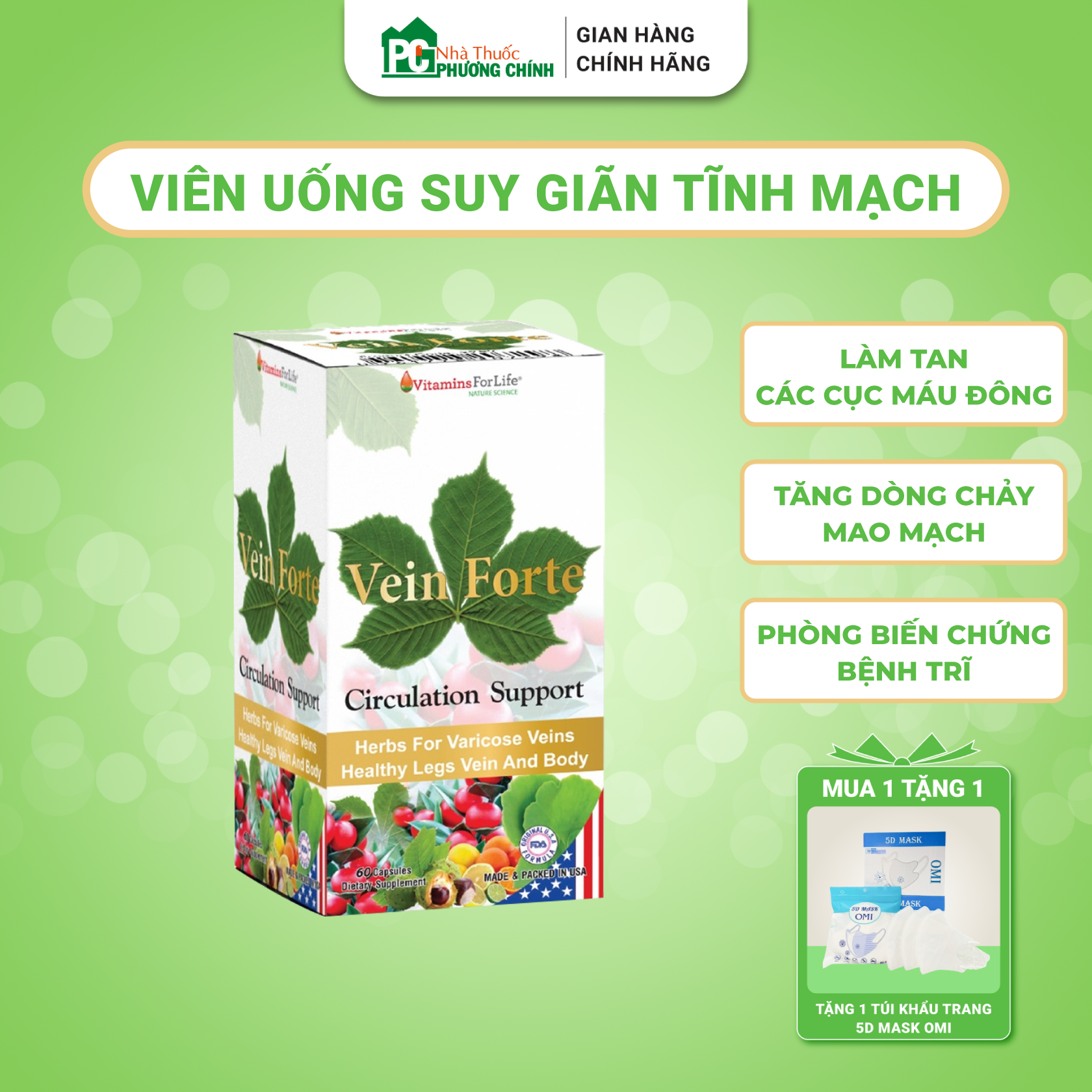 Viên uống giãn tĩnh mạch vein forte vitamins for life - cải thiện suy giãn tĩnh mạch & bệnh trĩ