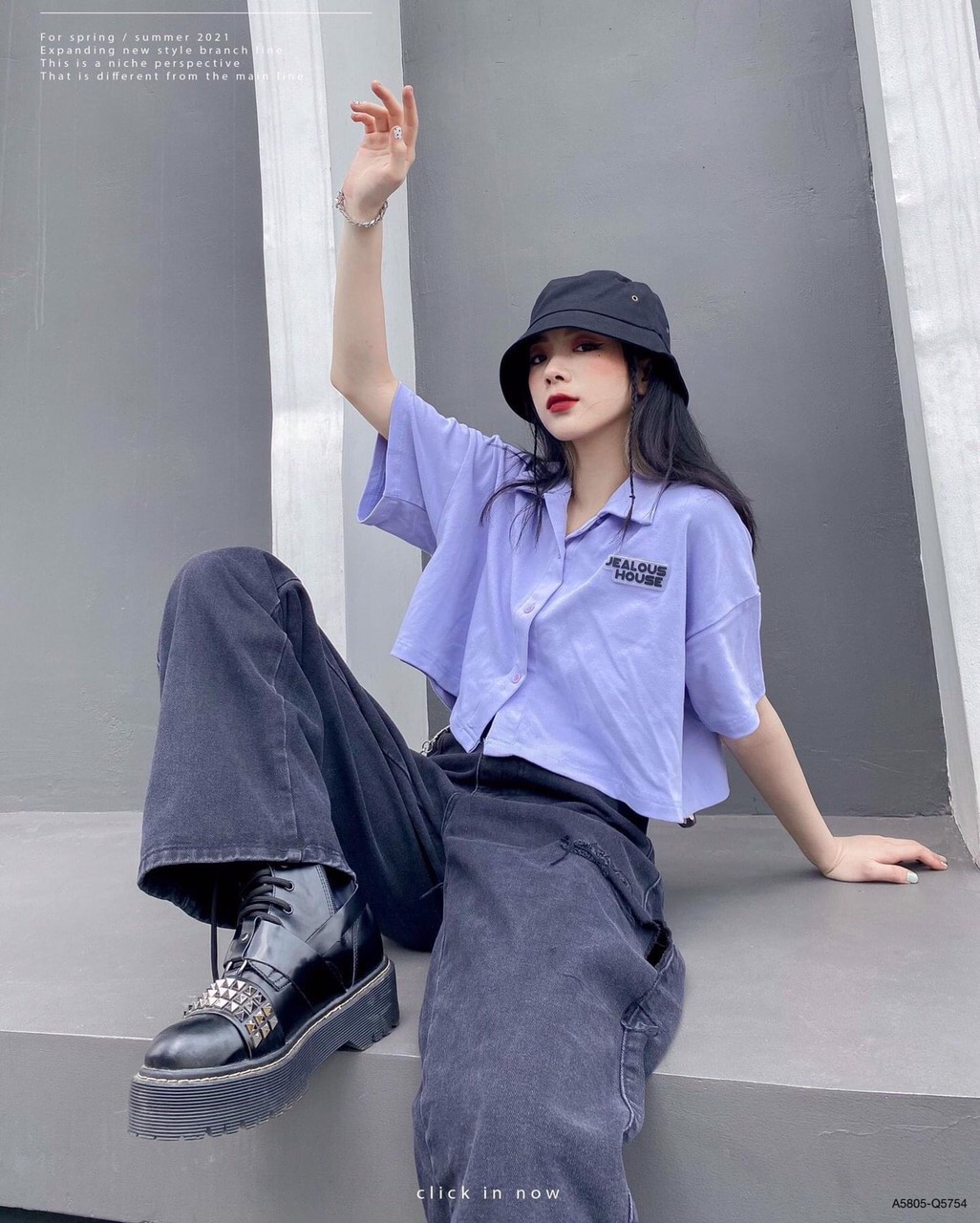 Áo croptop cổ bẻ , áo croptop dáng mặc phong cách AD81