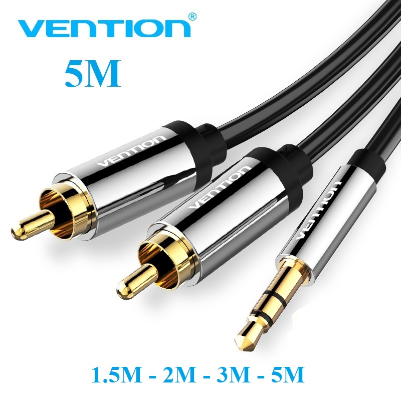Dây tín hiệu âm thanh 3.5 ra 2 rca vention cao cấp - dây av vention chống nhiễu - hàng chính hãng