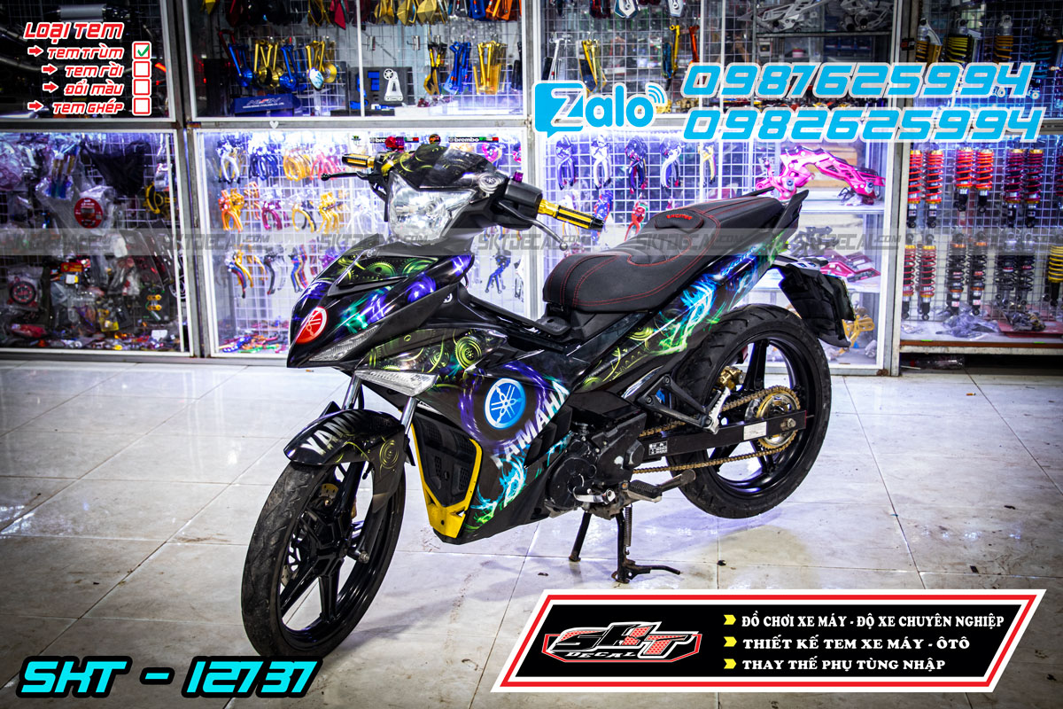 tem trùm exciter 150 xanh đen