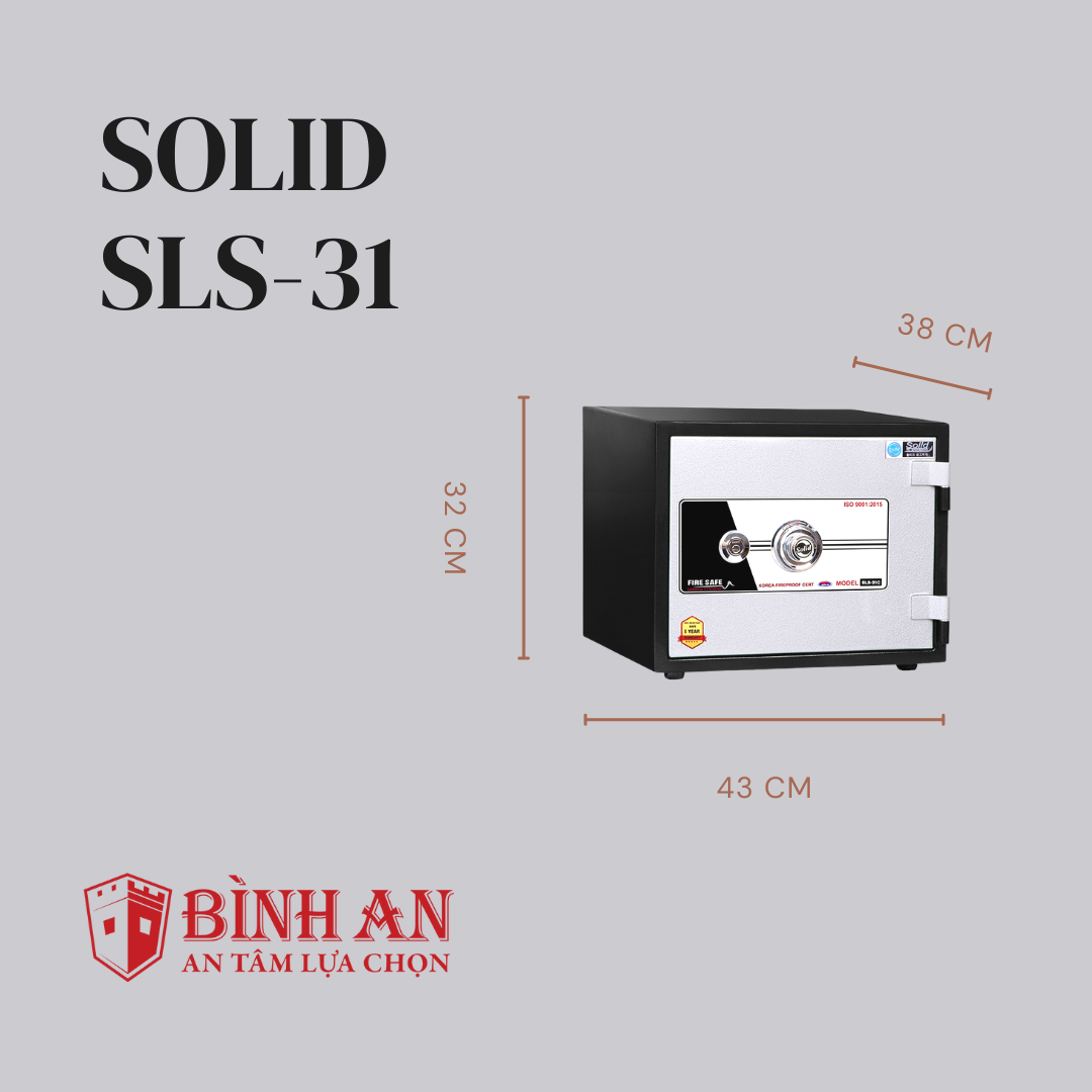 Két Sắt Solid SLS-31 (50kg) Chống Cháy 1000 độ C Hàn Quốc