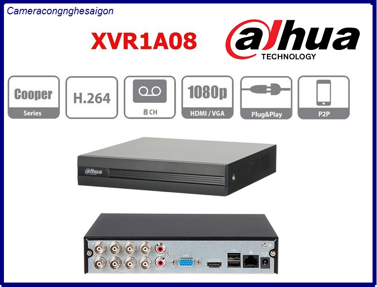 Đầu ghi hình 8 kênh Hỗ trợ camera HDCVI/ Analog/ IP/ TVI/ AHD. Dahua XVR1A08