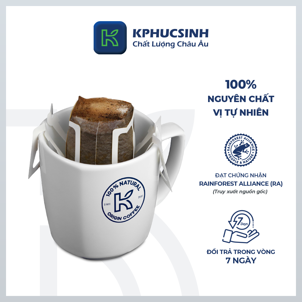 Cà Phê Phin Giấy K Coffee Filter BLue Sơn La 100% Arabica Hộp 7 gói x 15g