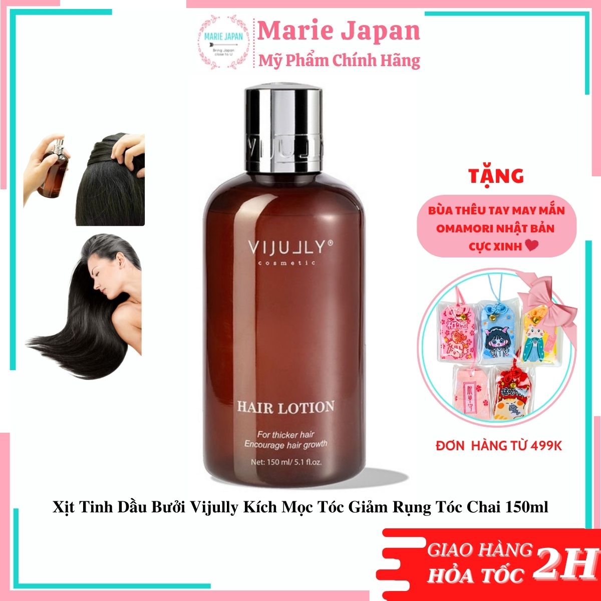 Xịt tinh dầu bưởi vijully kích mọc tóc giảm rụng tóc chai 150ml