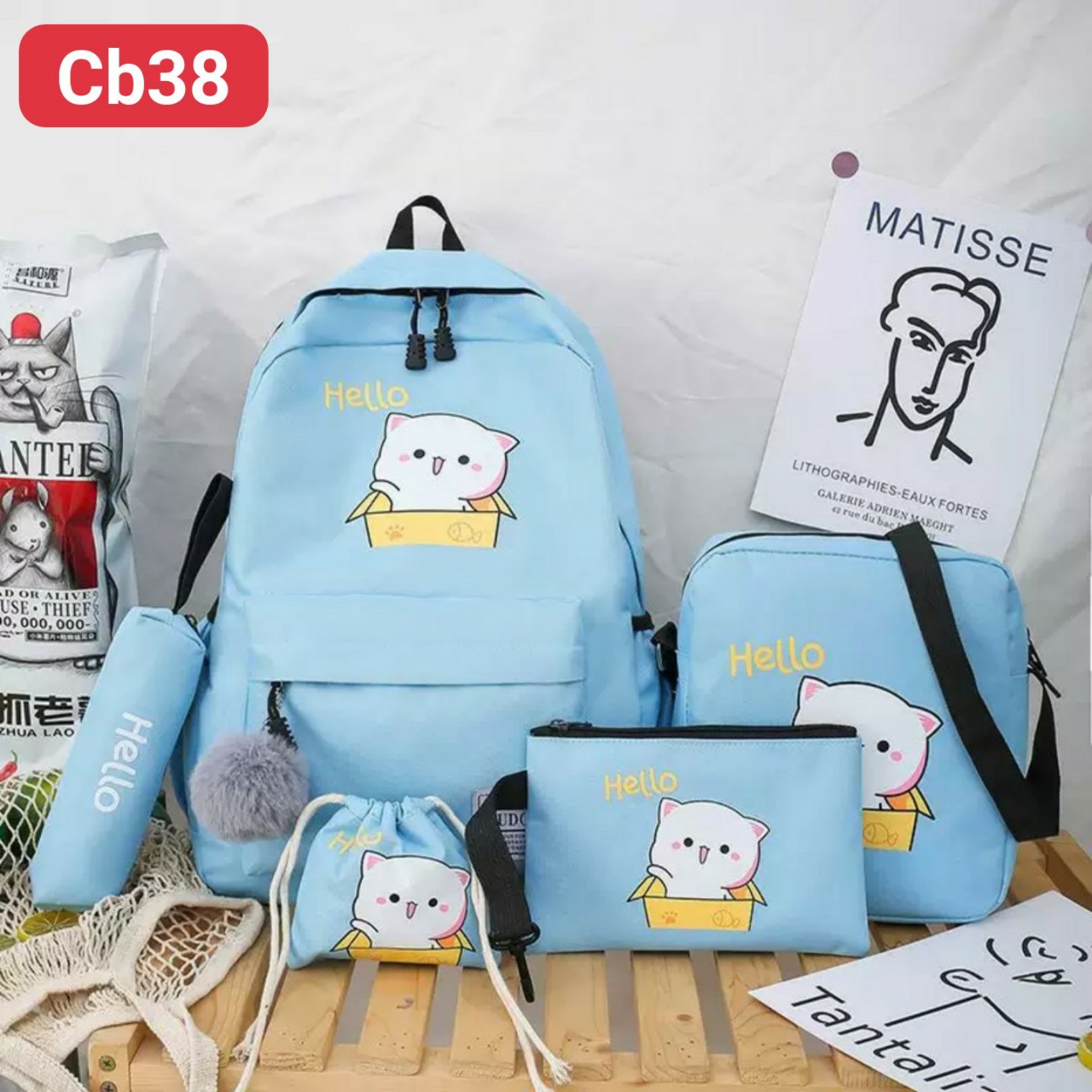 SET BALO NỮ 4 MÓN HELLO VẪY TAY CỰC DỄ THƯƠNG CB38