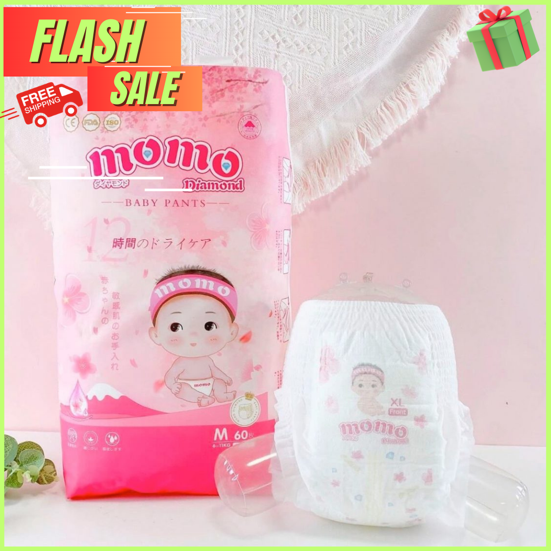 [Bao Ưng] Bỉm Tã Dán/Quần Momo Diamond Cao Cấp Đủ Size (Tinh Chất Hoa Anh Đào)