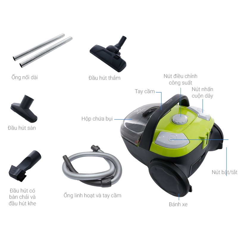 Máy hút bụi Electrolux Z1231 1600W 3 đầu hút (Giá áp dụng giao tại HN, HCM& các tỉnh liên hệ shop)