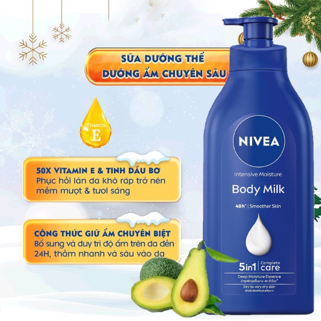 Dưỡng Thể Dưỡng Ẩm Chuyên Sâu Nivea 550ml Với x50 Vitamin E Giúp Phục Hồi Da Hư Tổn Cấp Ẩm Da Khô 48H Nivea Intensive Moisture Body Milk 550ml