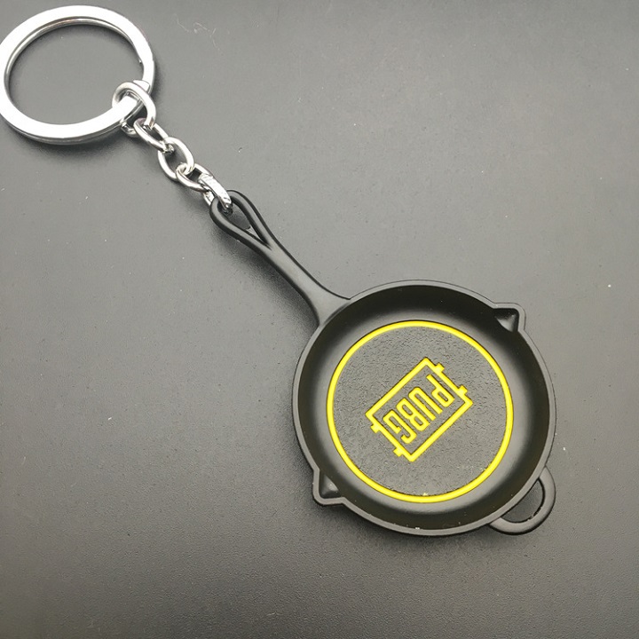 Móc khóa chảo PUBG kim loại chọn màu