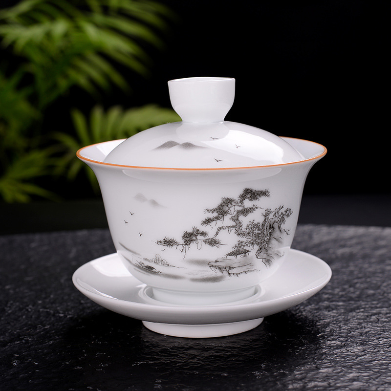 Chén Khải sứ trắng Bạch Định thấu quang 200 ml