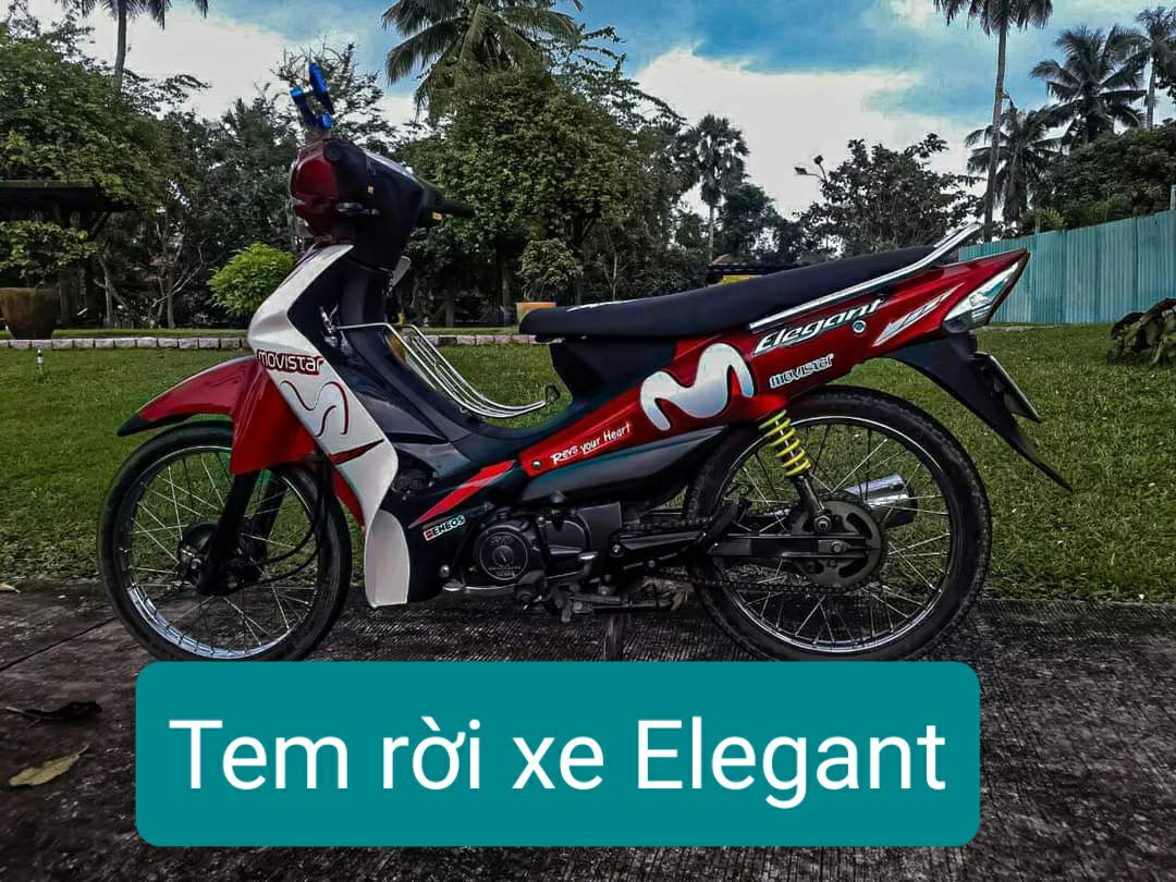 [HCM]Tem xe elegant  tem rời mẫu tem movistar dán xe trắng đỏ