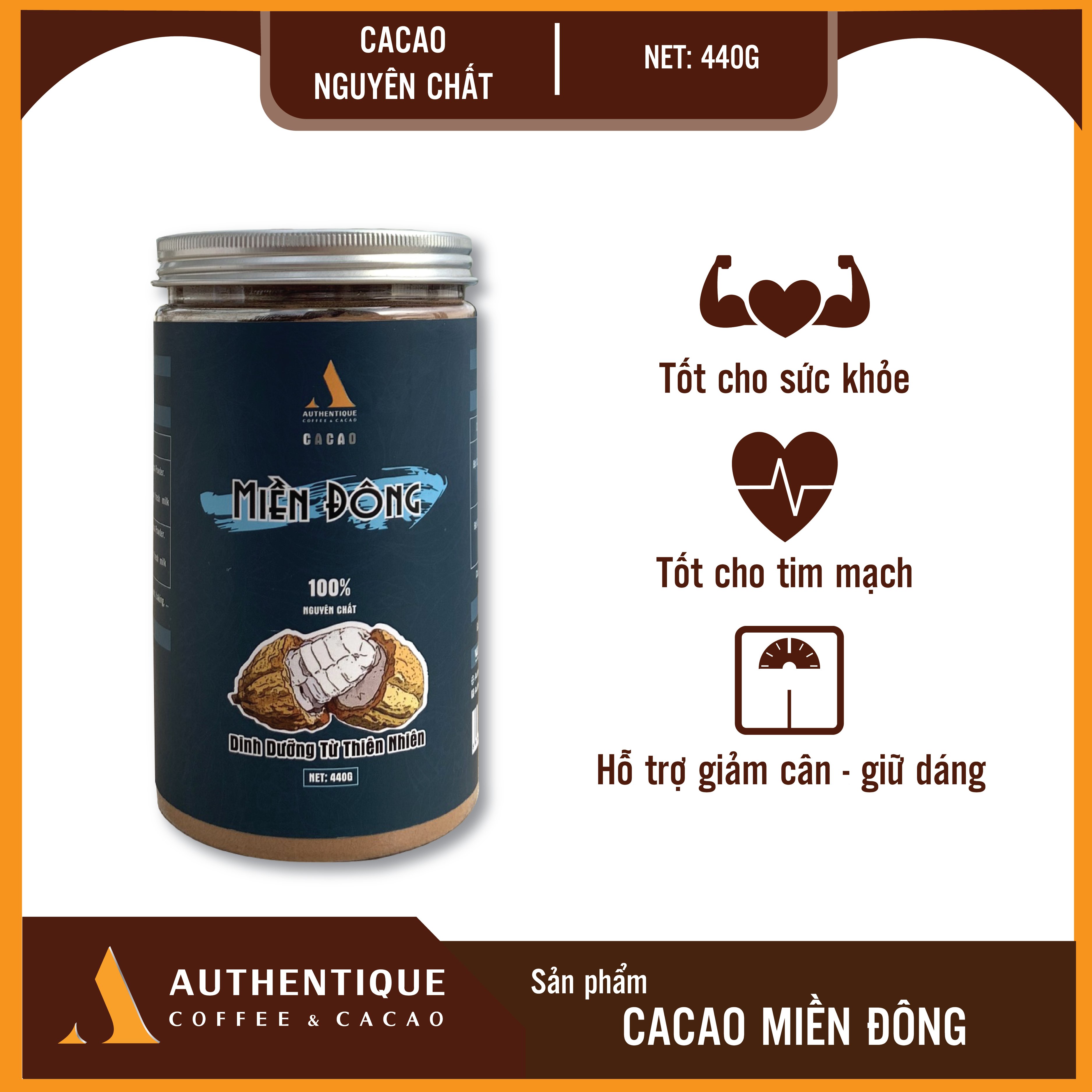 Cacao Nguyên chất Miền Đông - Thơm ngon, Đậm vị - Authentique Cacao