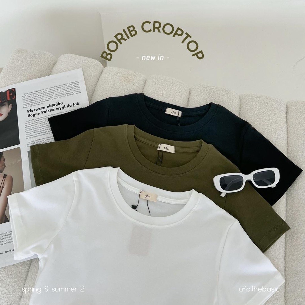 [Nhập LAZLOOK99 GIẢM 100K/500K] [Hoàn tiền 20%] Áo croptop chất borib co giãn tốt freesize - Borib Croptop - by ufo.thebasic