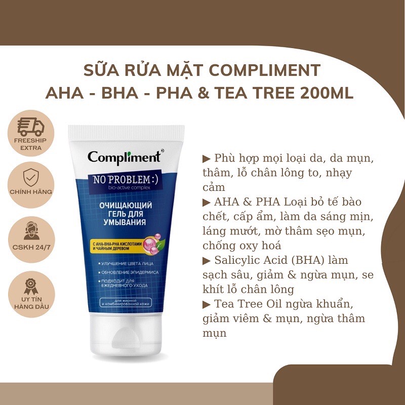 Sữa rửa mặt NO PROBLEM Compliment chứa Salicylic Acid, Tea Tree 200ml