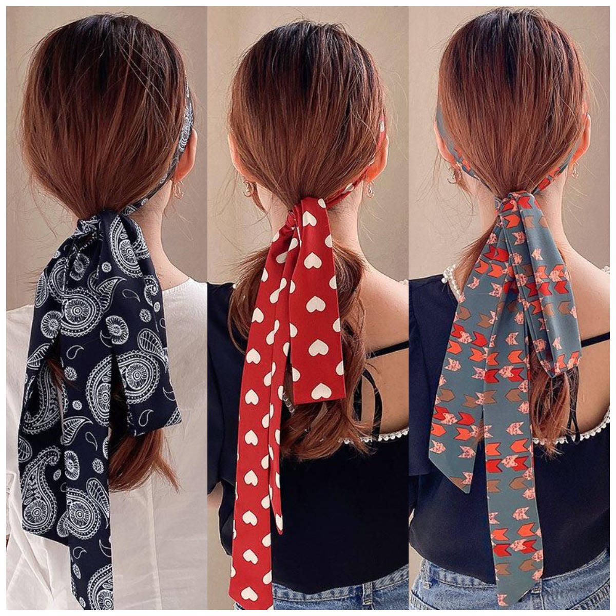 LINDREAM Dây Cột Tóc Lụa Băng Đô buộc tóc Nơ đa năng Phong Cách Hàn Quốc Cho Nữ