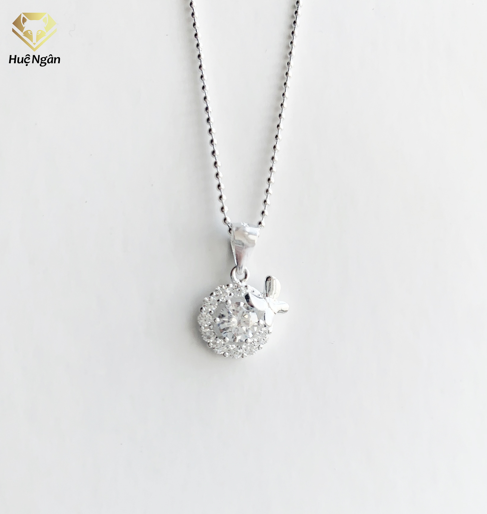 Bộ dây chuyền liền mặt trang sức bạc Ý S925 Bạc Xinh - Cánh bướm mùa xuân DS160008