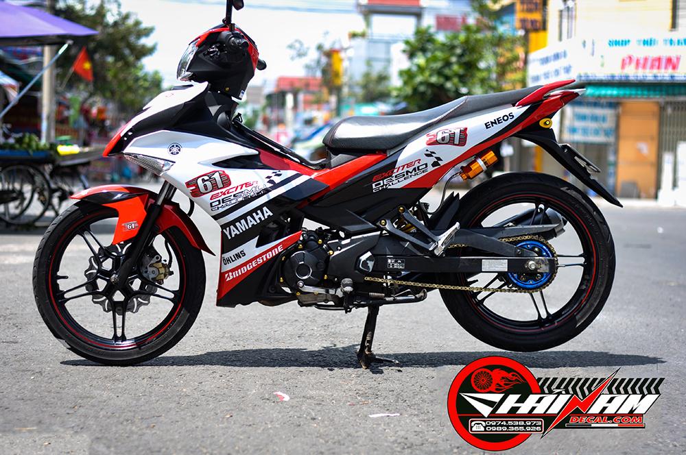Tem trùm exciter 150 trắng đỏ eneos