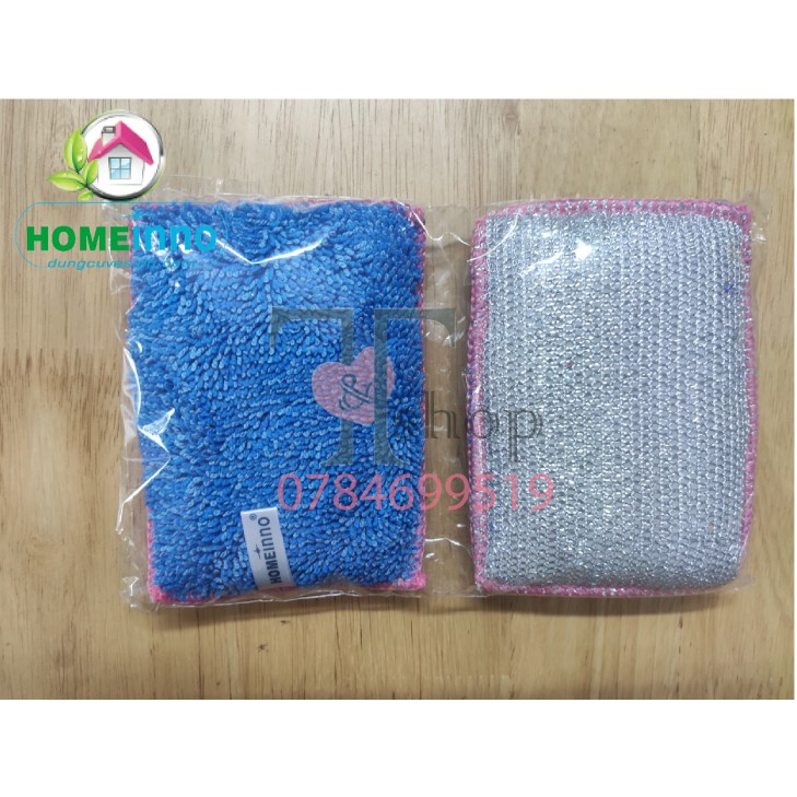 Combo 2 Miếng Rửa Chén Homeinno Vải Microfiber Cao Cấp Siêu Bền