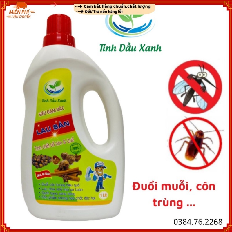 Nước lau sàn Tinh Dầu Xanh 1 lít tinh chất chanh bồ hòn mùi hương dễ chịu xua đuổi côn trùng an toàn cho sức khỏe