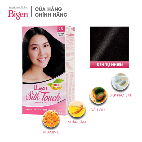 Thuốc nhuộm dưỡng tóc phủ bạc thảo dược Bigen Silk Touch Thương hiệu Nhật Bản Sắc Màu trẻ trung 80ml dạng kem nhập khẩu