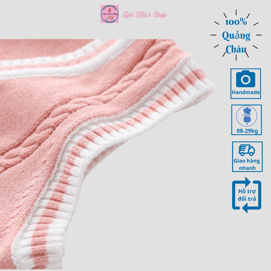 Áo gile len cho bé gái từ 8-29kg