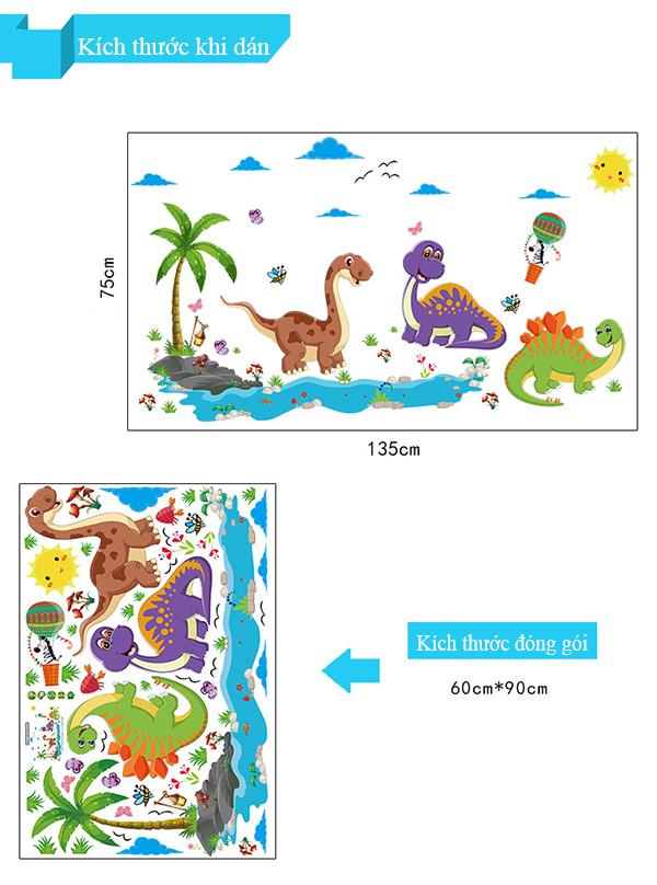 [HCM]DECAL DÁN TƯỜNG CÁ HEO VÀ KHỦNG LONG