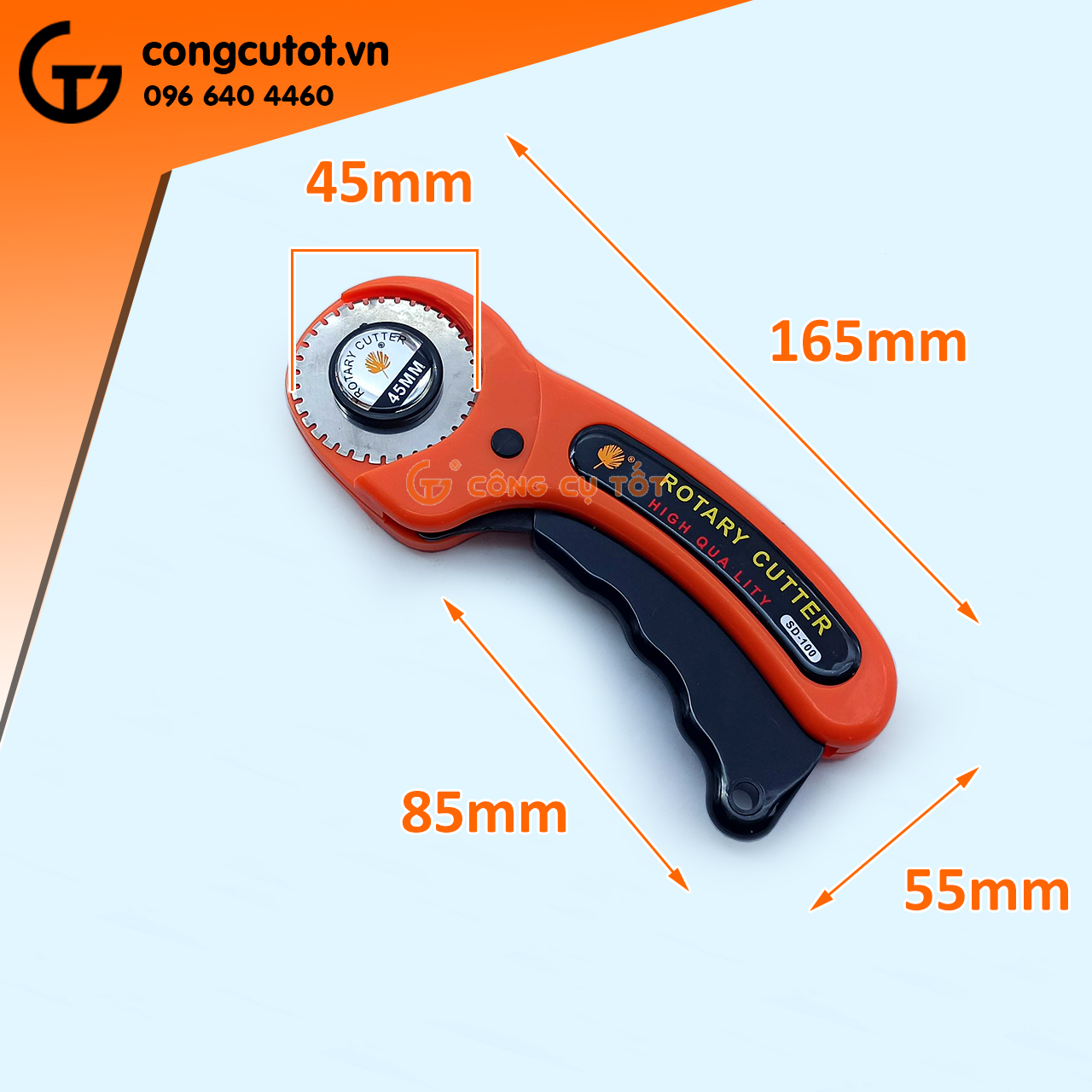 Dao cắt lưỡi tròn cán cong 45mm răng cưa