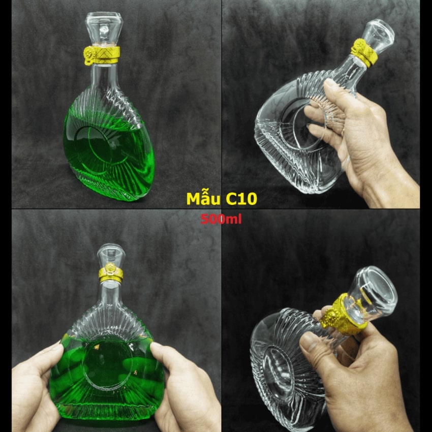 Glass bottle 500ML XO – Triangle Shape Fan design - 1 bottle