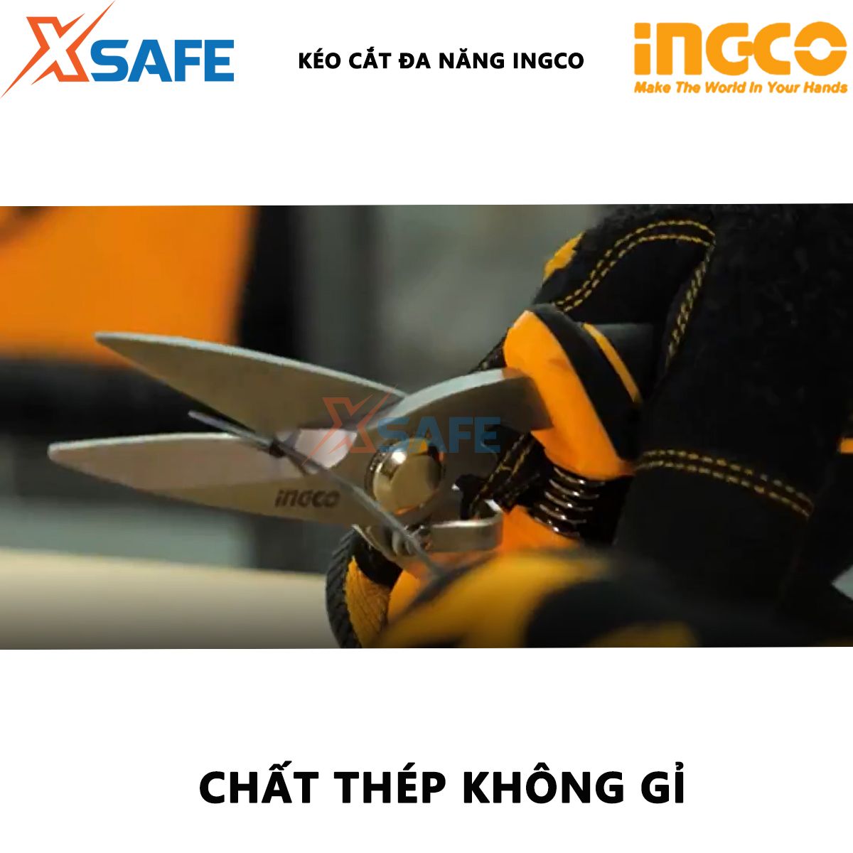 Kéo thợ điện INGCO HES0187 | kéo cắt đa năng Kích thước: 178mm (7) Chất liệu: thép không gỉ dùng để cắt thẳng, cắt nhựa, cao su hoặc dây đồng lưới