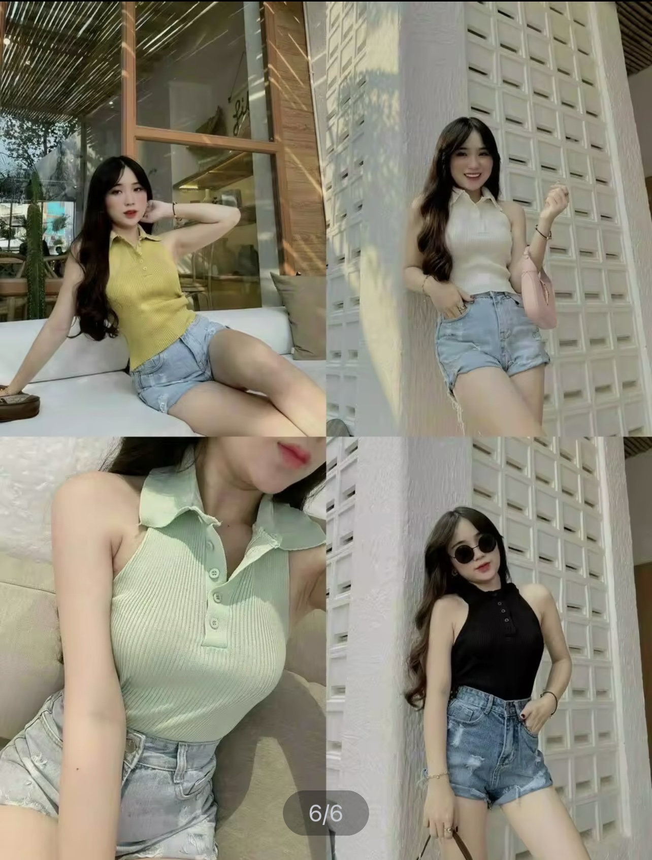 Áo thun nữ, áo kiểu, áo sát nách cổ bẻ phối nút siêu xinh, thiết kế thời trang, áo hotgril