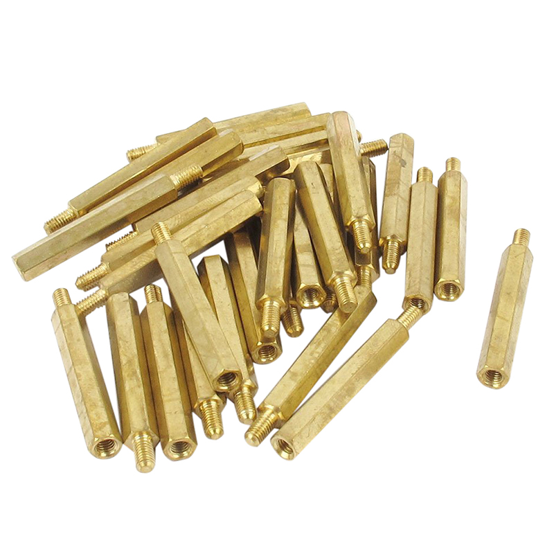 30Pcs M3 3มม.ชายหญิงทองเหลือง PCB Spacer Hex Stand-Off Pillar 30มม.