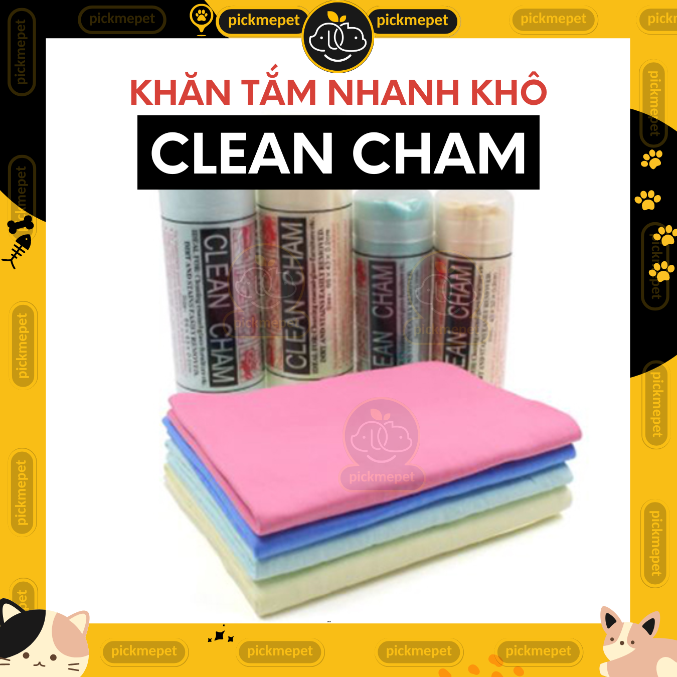 Khăn Tắm CLEAN CHAM CleanCham - Siêu Thấm Hút Dành Cho Chó Mèo