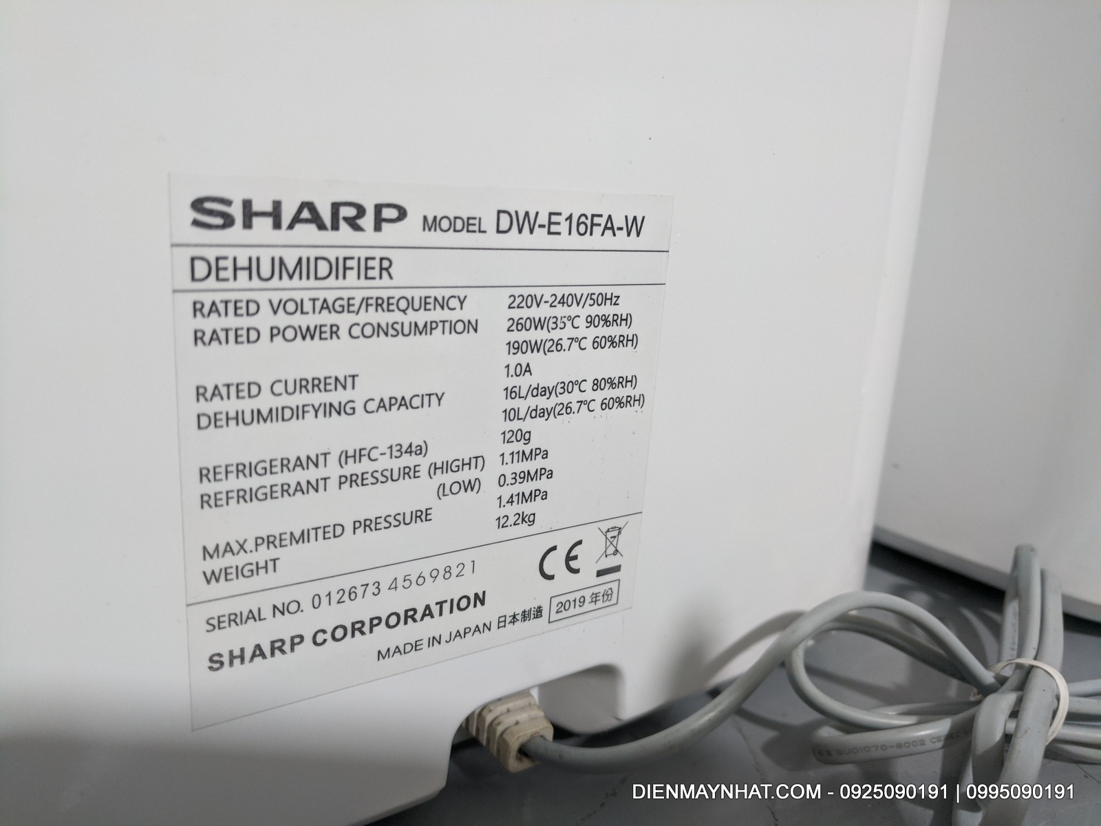 MÁY HÚT ẨM SẤY QA & LỌC KHÔNG KHÍ TẠO ION  SHARP DW-E16FA