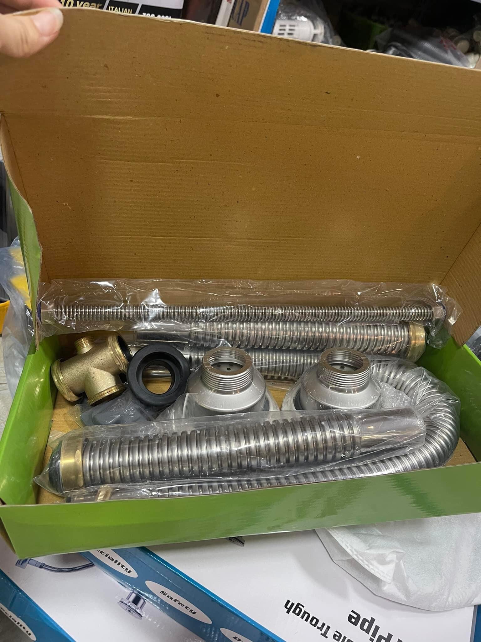 Xi phông xả chậu rửa bát đôi bằng inox