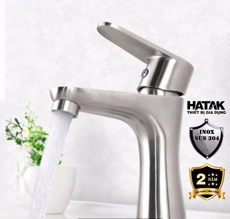 [INOX 304]Vòi lavabo rửa mặt nóng lạnh inox 304 tặng kèm dây cấp ,vòi lavabo nóng lạnh,vòi chậu rửa mặt tròn,vòi rửa mặt HATAR HA-2022