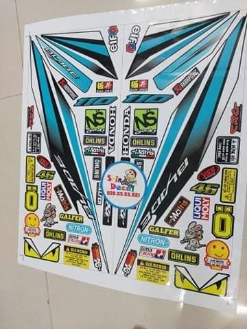 [HCM]Tem Honda blade xanh ngọc dán xe đen