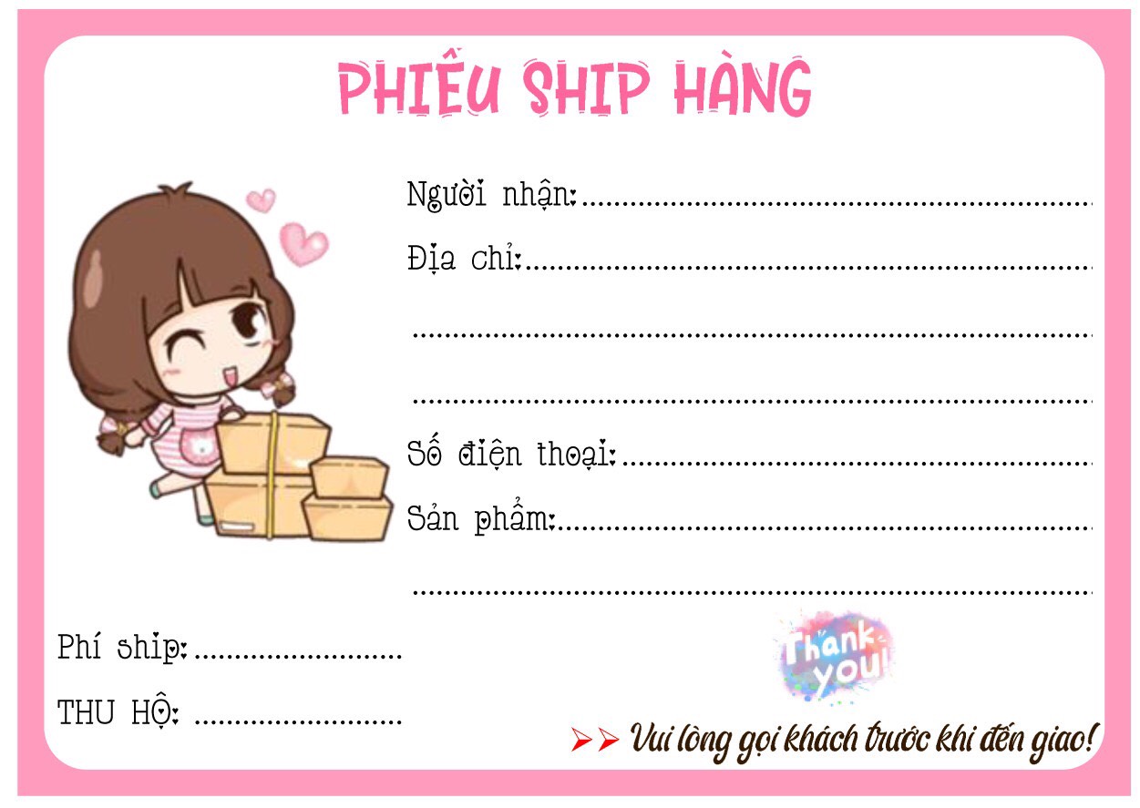 PHIẾU SHIP - GỬI HÀNG ( decal lột ra và dán )