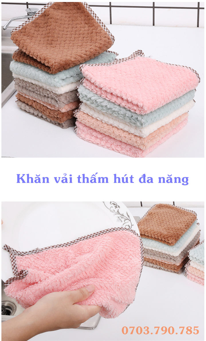 [HCM]COMBO 3 KHĂN VẢI LAU ĐA NĂNG CÓ MÓC TREO