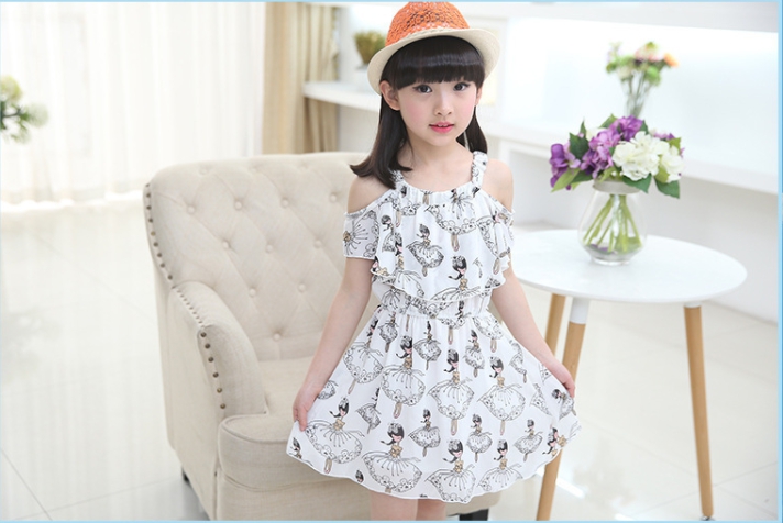 đầm trễ vai quảng châu cao cấp cho bé - D16