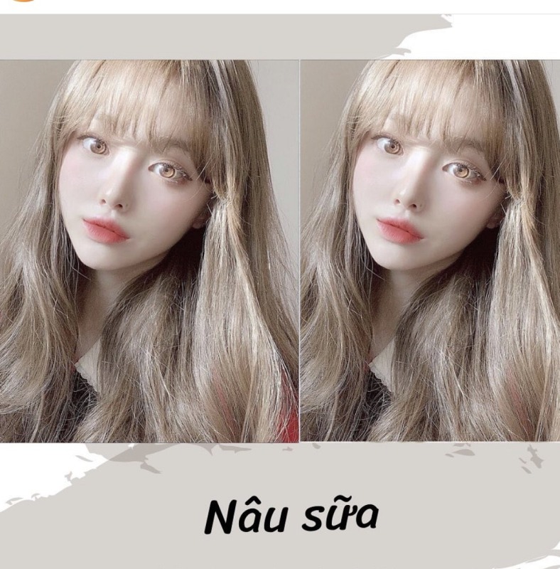 Thuốc nhuộm tóc màu Nâu sữa + Tặng trợ nhuộm, gang tay
