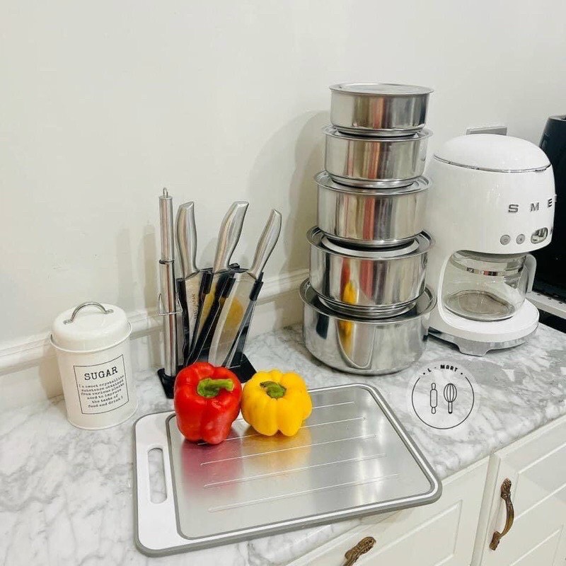 nồi,bộ nồi inox 5 cái,bộ nồi,nồi inox, Cao Cấp Có Nắp Đậy Thiết Kế Tinh Tế, Sang Trọng, Dùng Được Cho Cả Bếp Từ, Nhiều Kích Cỡ Vô Cùng Tiện Dụng