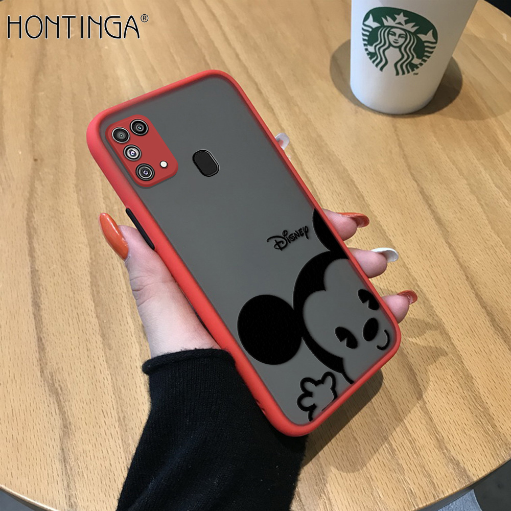 Hontinga Casing Case For Samsung Galaxy M31 Case Cartoon Cute Mouse Frosted Transparent Phone Case Full Back Cover Casing Camera Protect Cases Hard Case For Girls For Boys